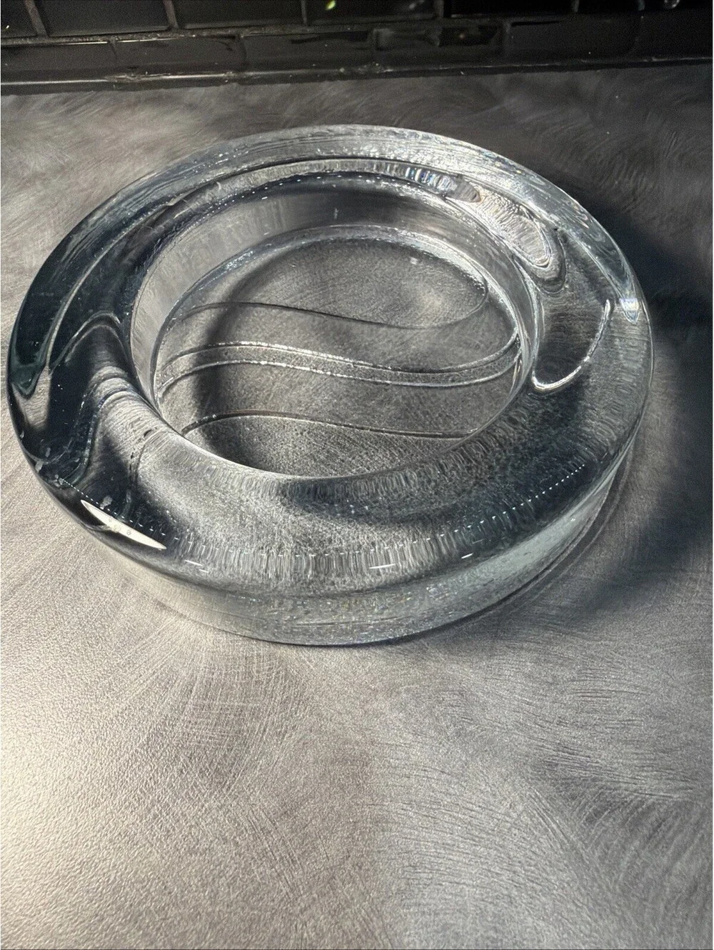 Holmegaard Denmark Glass Pillar Candle Holder Wine Bottle Coaster  Dish Wave